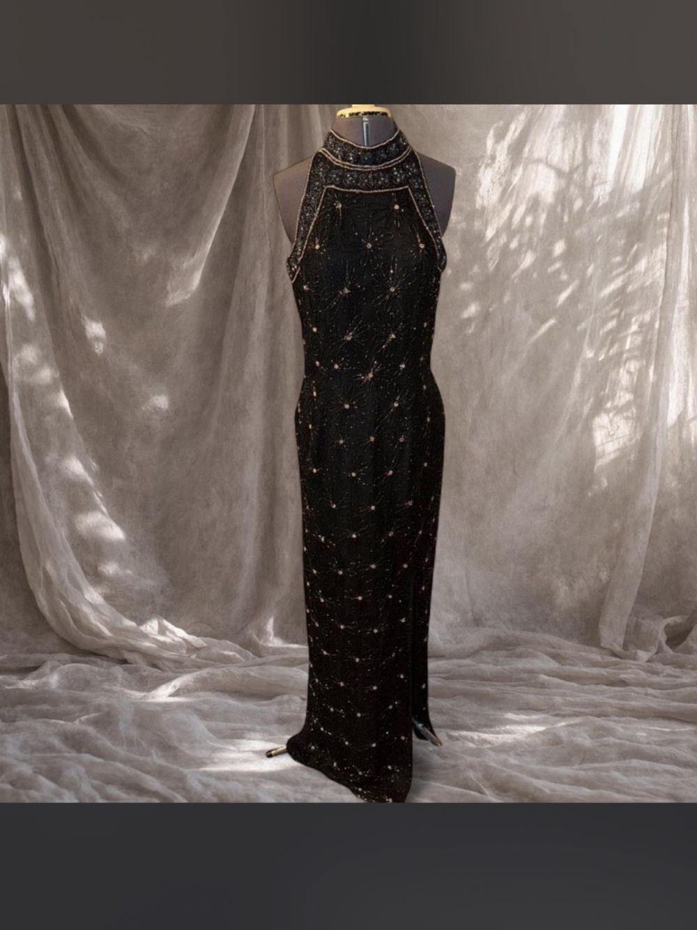 Silk beaded evening gown